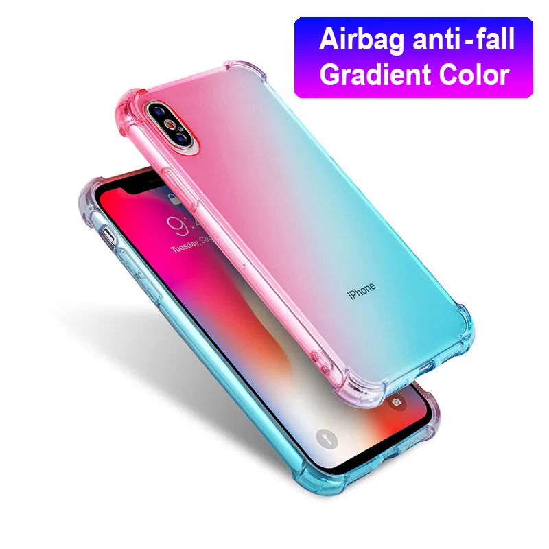 Градиент ультратонкие чехлы для iPhone 11Pro Max6 6S 7 8 Plus X XS Max XR мягкий защитный TPU