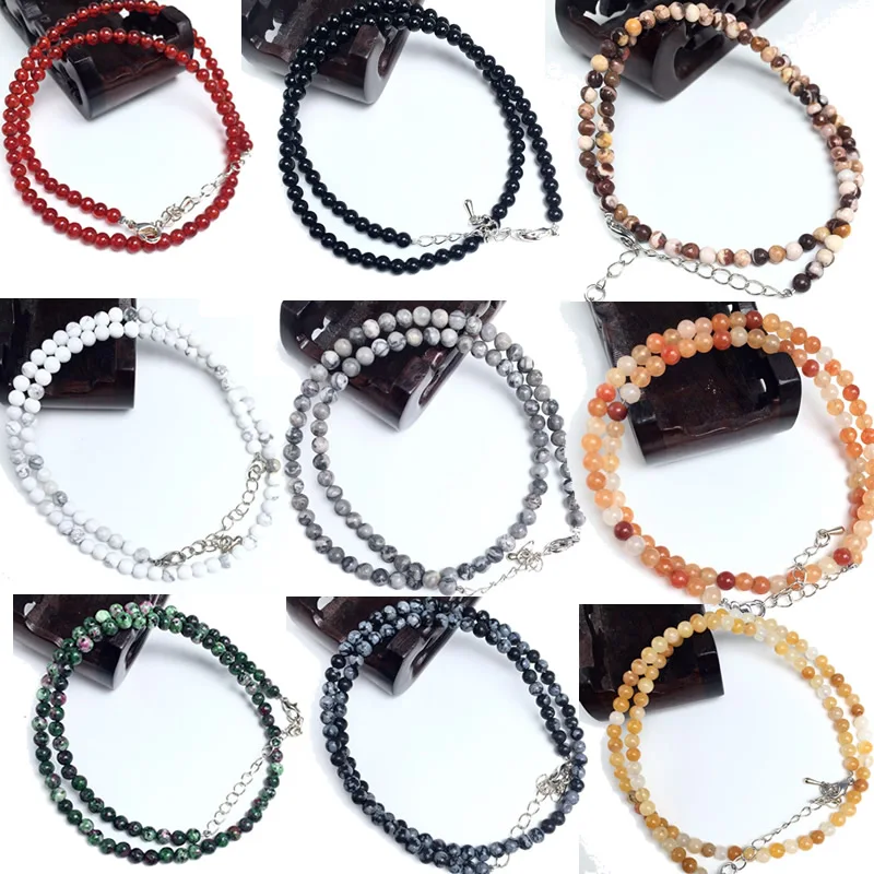 Женское Ожерелье из натурального камня 4 мм | Украшения и аксессуары