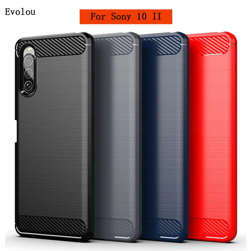 Матовый чехол из углеродного волокна для Sony Xperia 10 1 II Силиконовый противоударный