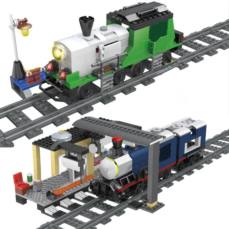 Конструктор городской поезд классический паровой железнодорожная модель