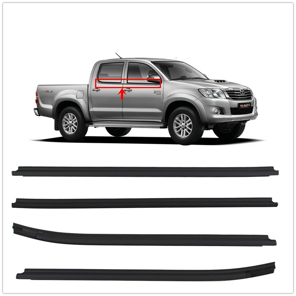 

For Toyota Hilux 2004-2015 4 Door 4pcs Car Exterior Window Door Sealing Strip Weatherstrip Trim Waterproof Seal Gasket Shade Bar