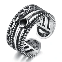 new arrival 30 silver plated retro black thai silver unisex finger rings jewelry for women mens open ring never fade cheap