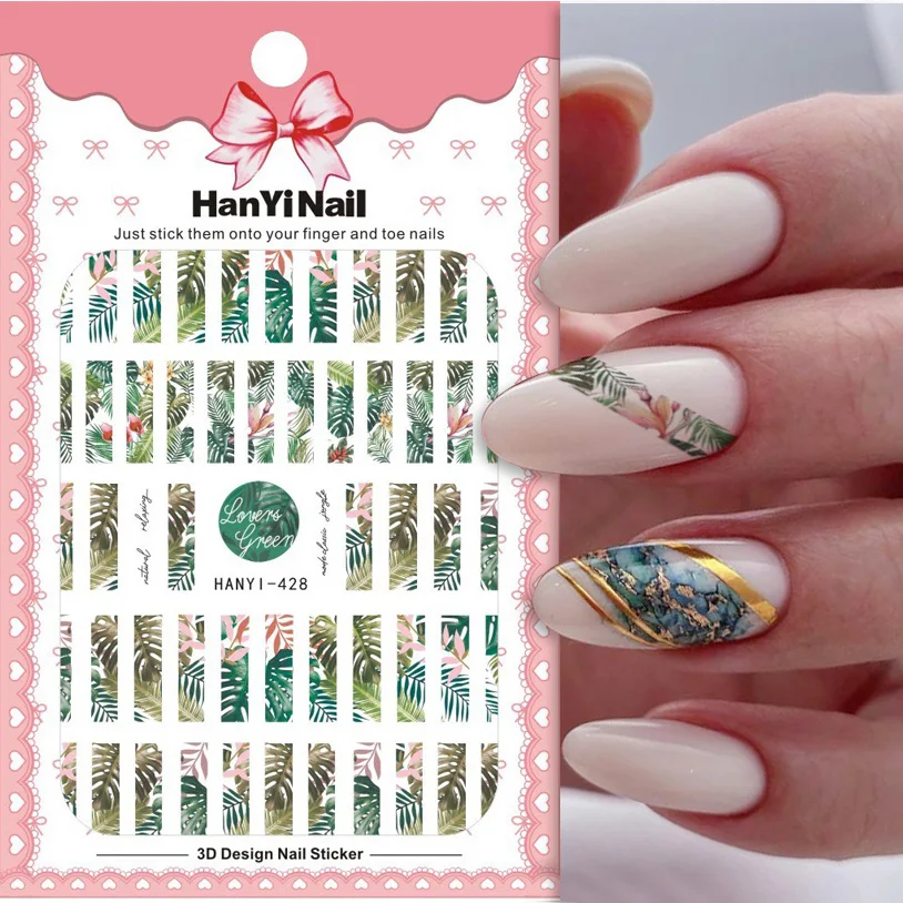 1 шт. летняя наклейка для ногтей 3D самоклеящаяся лента слайдер фруктов Листьев