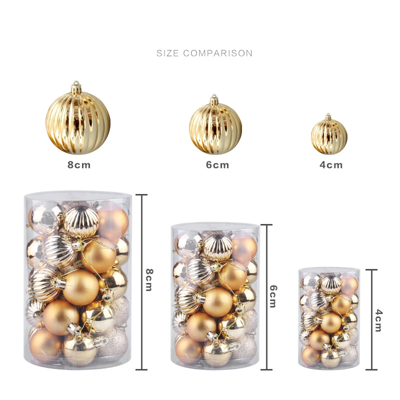 

34pcs 4cm/6cm Christmas Tree Decorative Balls Happy New Year Xmas Party Hanging Ball Ornaments Decorations for Home Navidad 2021