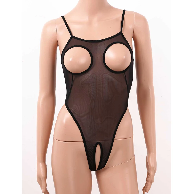 

Womens See Through Nipples Hole Sissy Catsuit Mesh Lingerie Breast Hollow Out Open Butt Crotchless Sissy Porno Thong Bodysuit