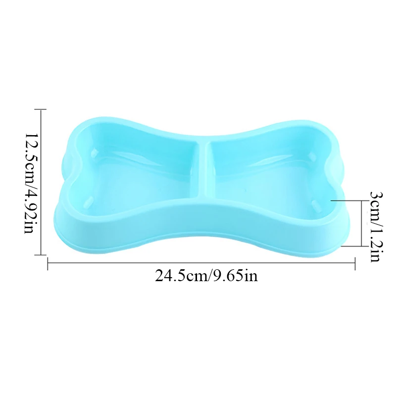 

Puppy Cat Dish Feeder Creative Cute Solid Color Bone Shaped Cat Feeding Pet Dog Food Bowls Puppy Plastic Double Bowls