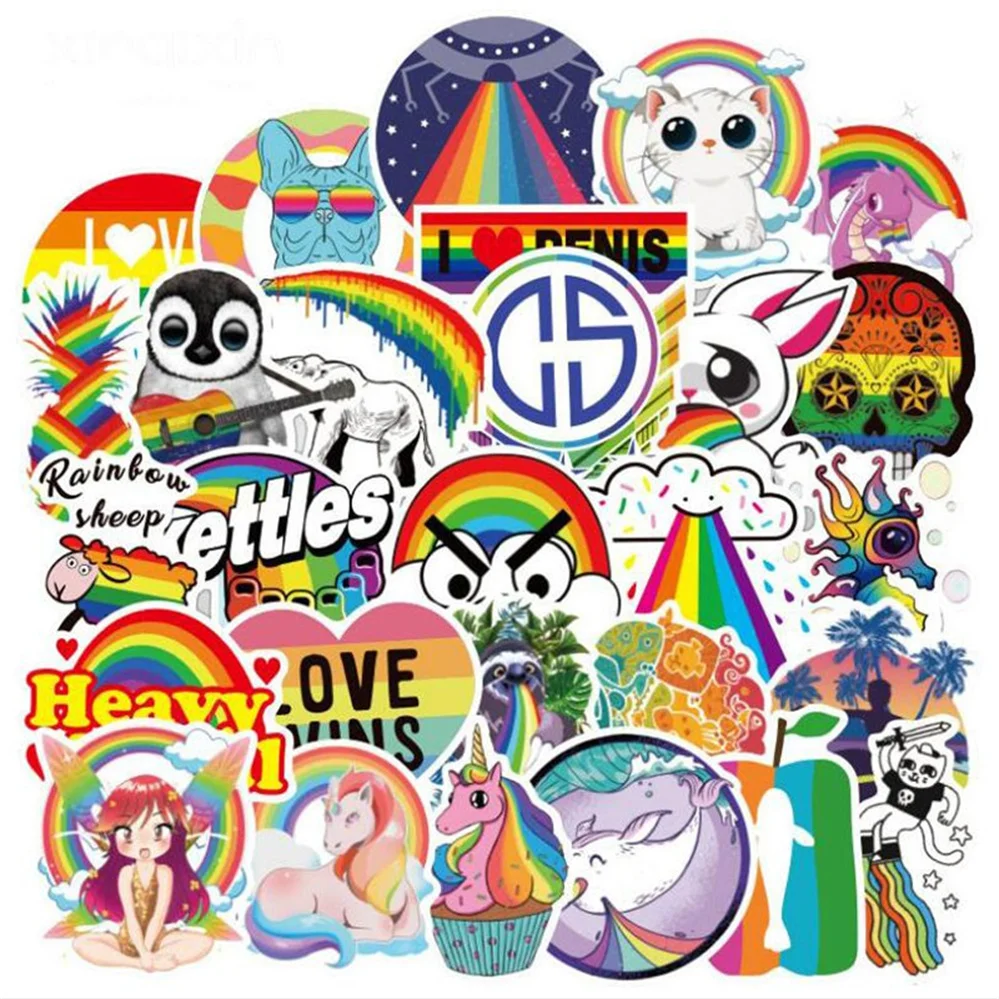 

10/30/50PCS Cartoon Cute Rainbow Fresh Creative Graffiti Stickers Water Cup Luggage Laptop Guitar Waterproof Stickers Wholesale