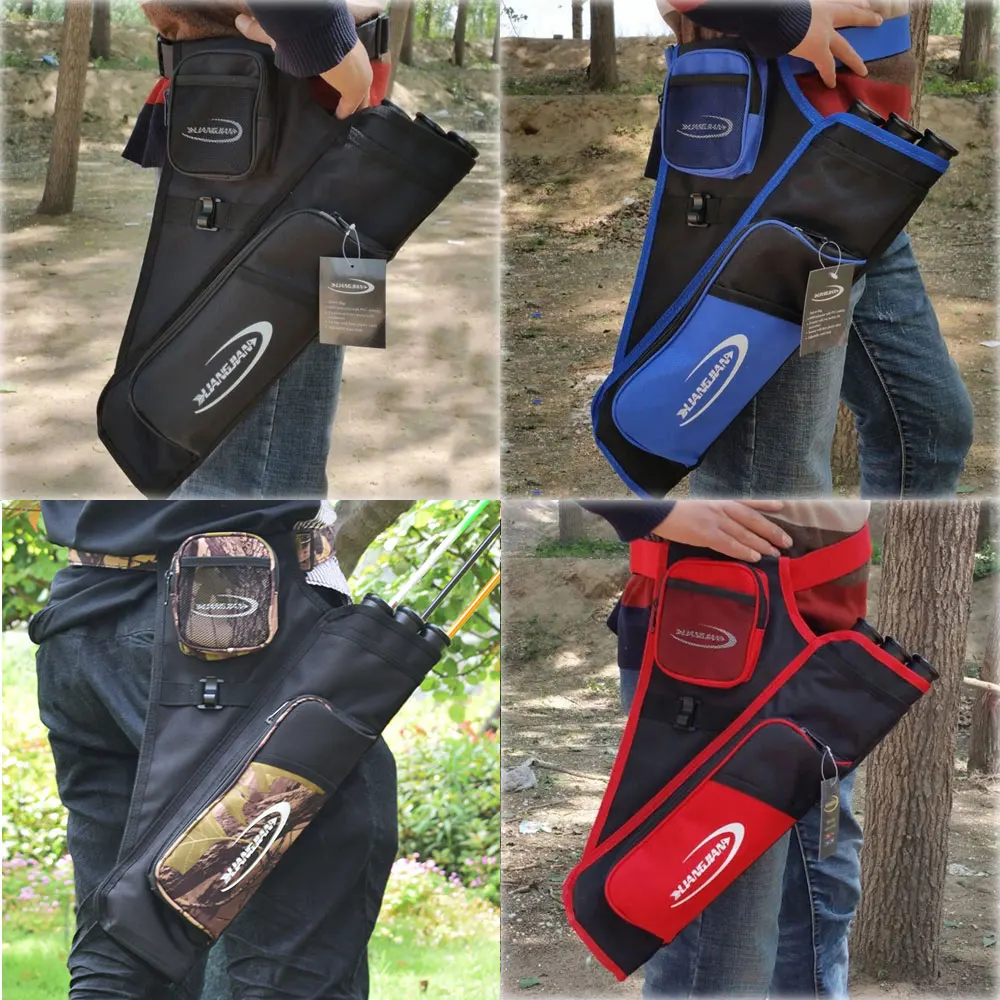 

Archery Quiver Bag Black/ Blue/ Red/ Camo four colour Adjustable Belt 3 tubes Arrow Quiver for bow shooting Archery Accessories