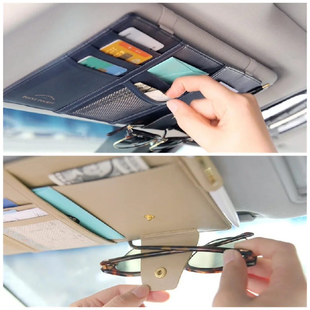

Car Styling Visor Organizer Auto Sun Visor Storage Pouch Car Organizer Sunglasses Holder Card Organizer Ticket Pocket Pen Holder