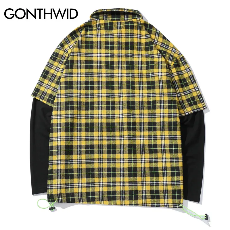 GONTHWID Поддельные 2 шт. мульти пуловер с карманами Длинные рукава кнопки вниз