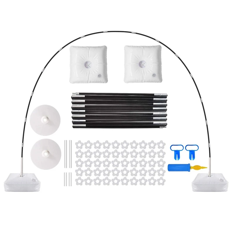 Kit de arco para globos de 9 pies de alto y 10 pies de ancho, soporte ajustable para globos con Base rellenable de agua, Clips para globos, 50 Uds.-3