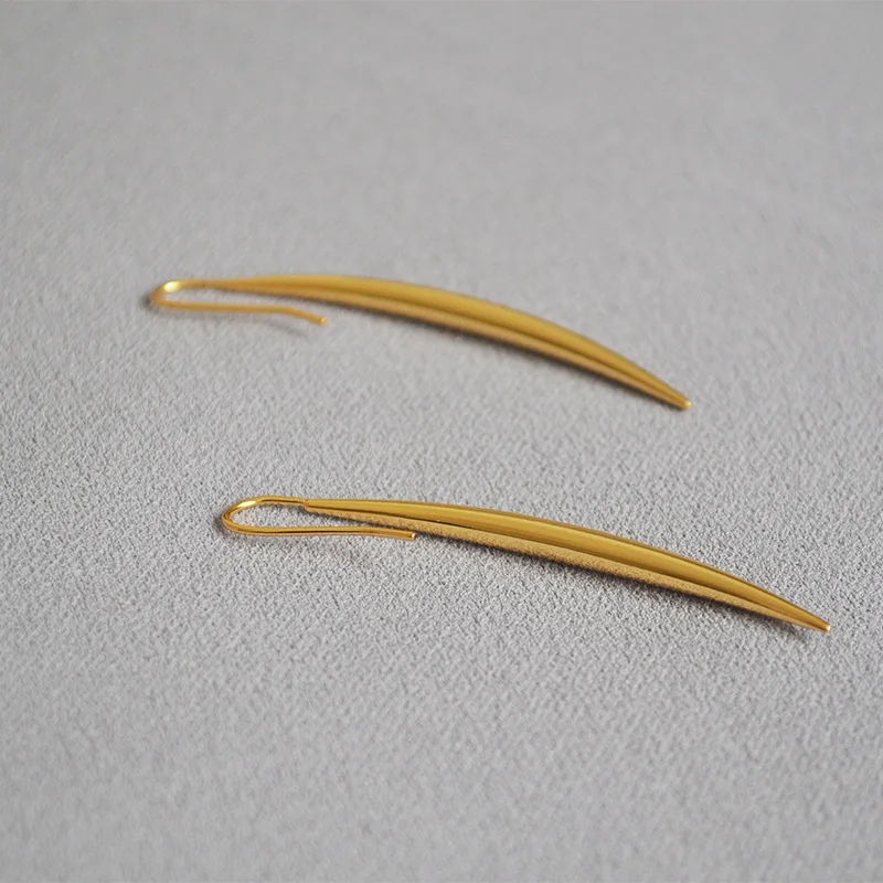 

Smooth Bar Shape Metal Gold Drop Earrings For Women High Quality Personality Design Pierced Earring Ladies Charms Ear Jewellery
