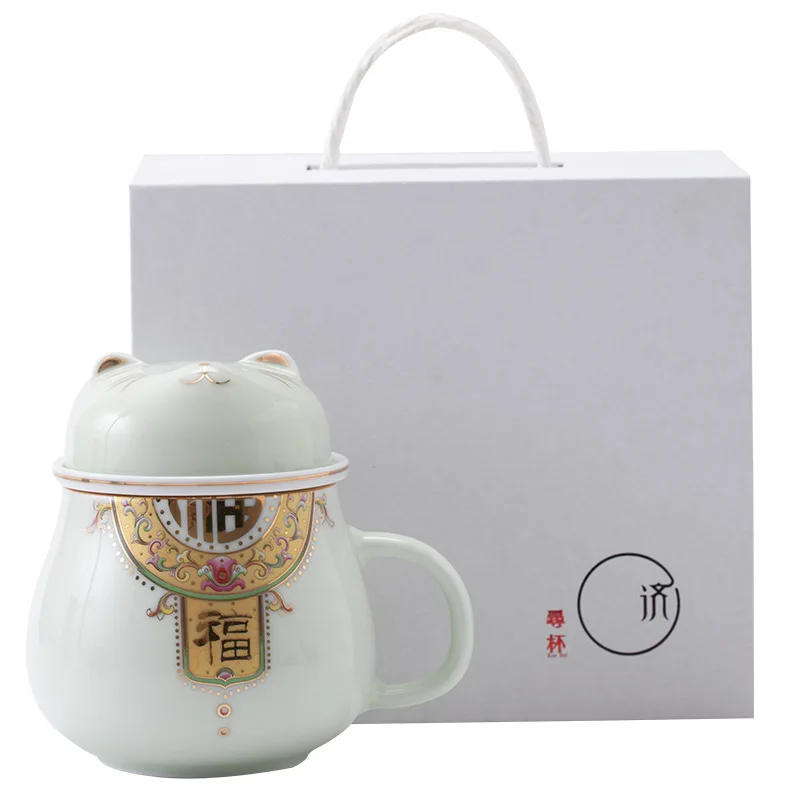 

Mid-Autumn Festival Gift Water Cup Tea Cup Mug With Filter Creative Cat Cup Gift Box Packaging Gift, Chinese Style Cup Thermal