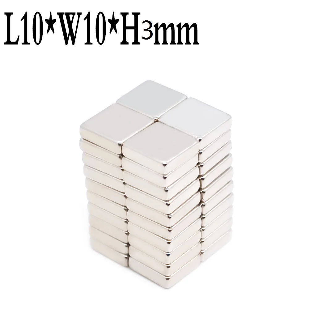 

Неодимовый магнит 10x10x3, 100 шт., 10 мм x 10 мм x 3 мм, Блок N35 NdFeB, супермощный сильный постоянный магнит Imanes 10*10*3 мм