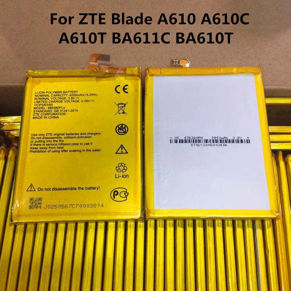 

3.8V 4000mAh 466380PLV For ZTE Blade A610 A610C A610T BA611C BA610T Battery