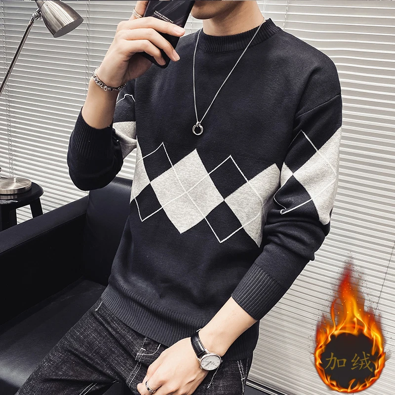

Autumn and winter T-shirt oversize slim trend warm and plush sweater men's wear