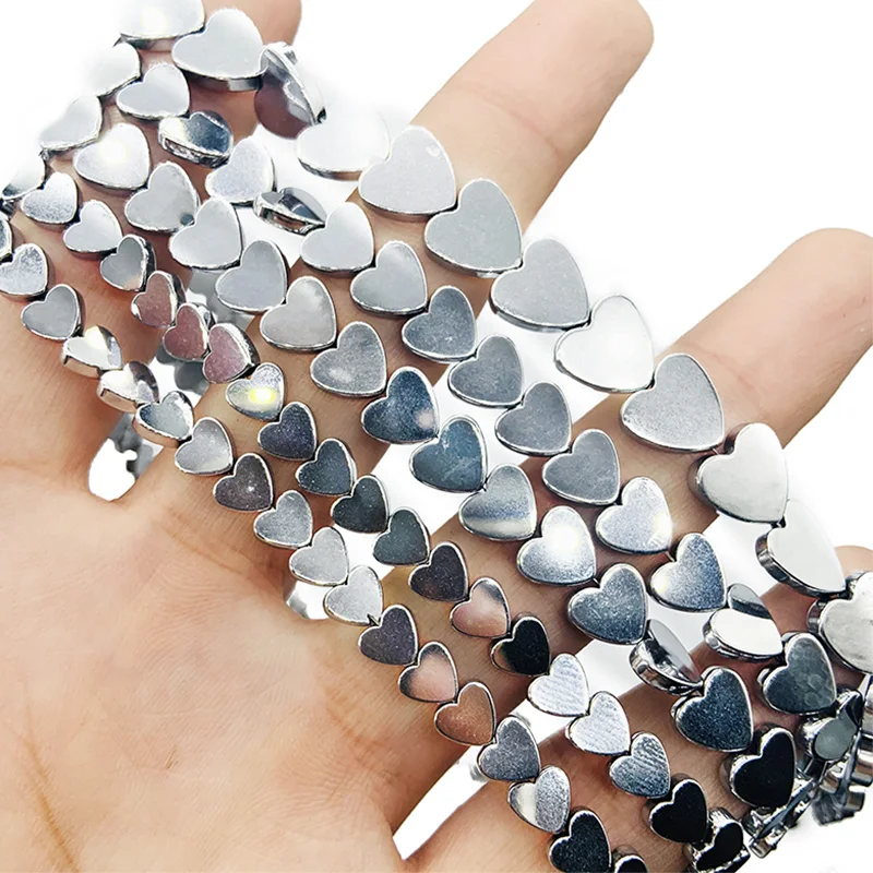

Hematite Natural Stone Silvers Peach Heart Spacers Loose Beads For Jewelry Making Diy Bracelets Accessories Wholesale 6/8/10mm