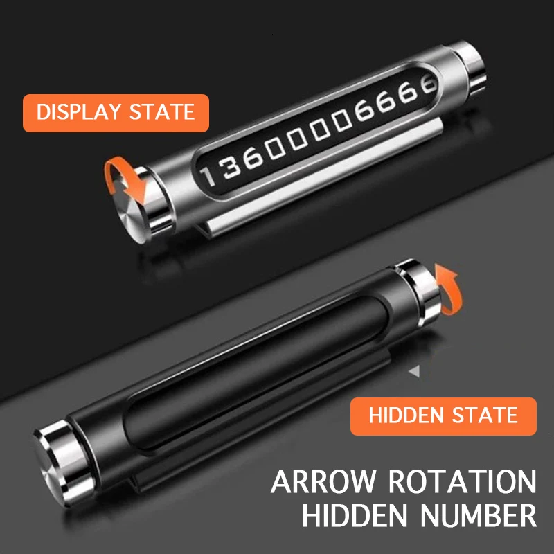 

Car Temporary Parking Card Rotate Phone Number Plate Aluminum Stickers Universal Park Stop in Car-styling Goods Auto Accessories