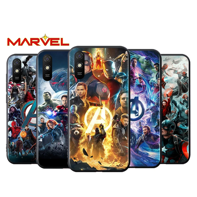 

Marvel Avengers hero for Xiaomi Redmi 10X Pro 9C 9A 9T 9 GO K40 K30 Ultra K20 8 7 S2 6 5 4X Pro Soft Black Phone Case