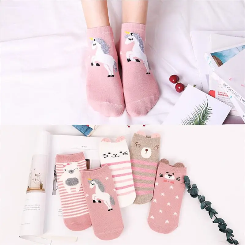 5 парт/лот Harajuku носки с ушками животных женские хлопковые короткие для девушек до