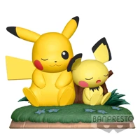 bandai genuine pokemon pikachu and pichu relaxing time cute action figure model toys