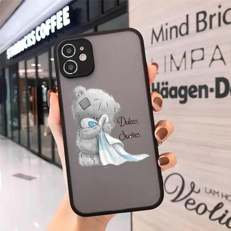

Lovely Teddy bear love cute Phone Case Matte Transparent for iPhone 7 8 11 12 s mini pro X XS XR MAX Plus cover funda