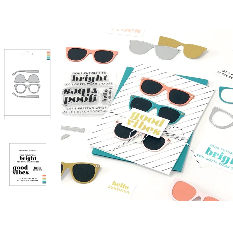 Модный чехол солнцезащитные очки металлические штампы и фонарик украшение