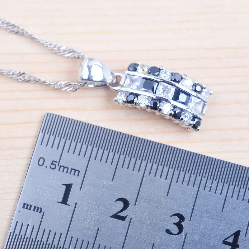 Завораживающий черный камень кубического циркония женские Посеребренные