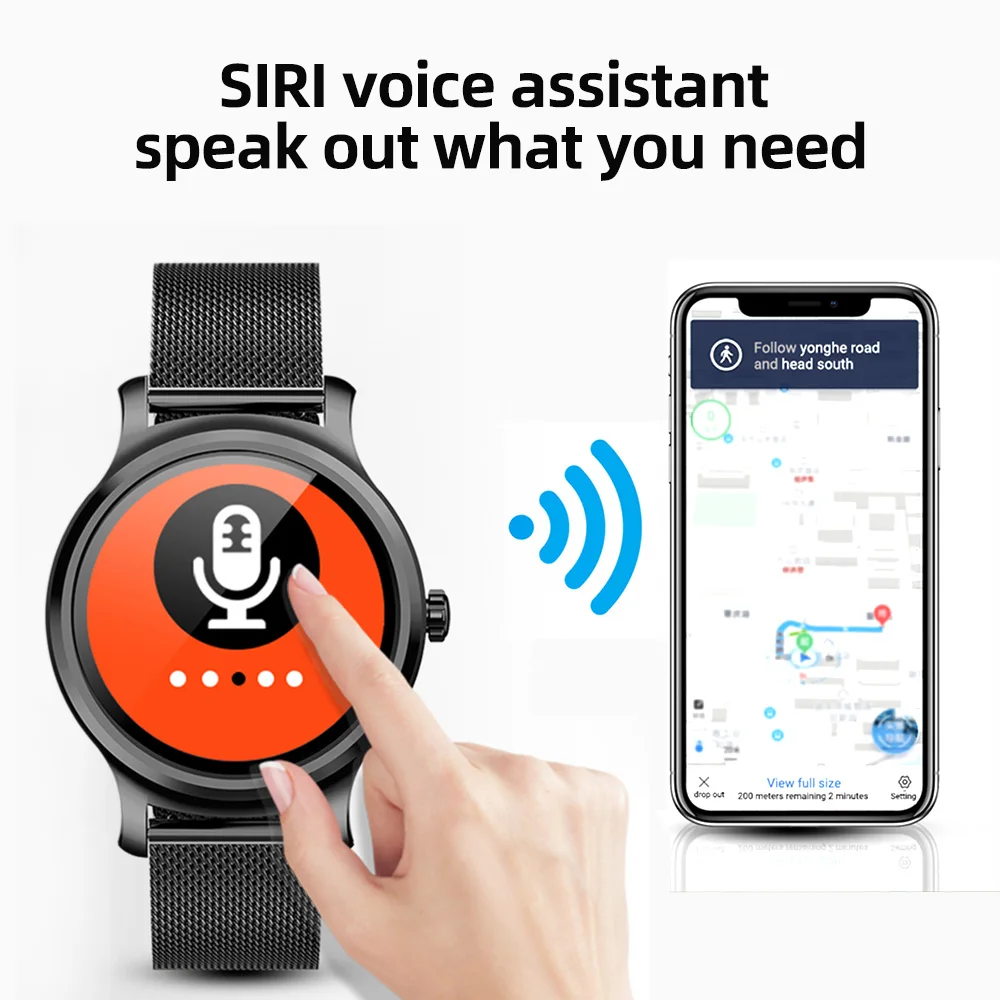 RUNDOING R2 Полный Круглый экран сенсорный для женщин Смарт часы для мужчин Bluetooth звонки, музыка трекер сердечного ритма Спорт smarttwacth Запись голоса