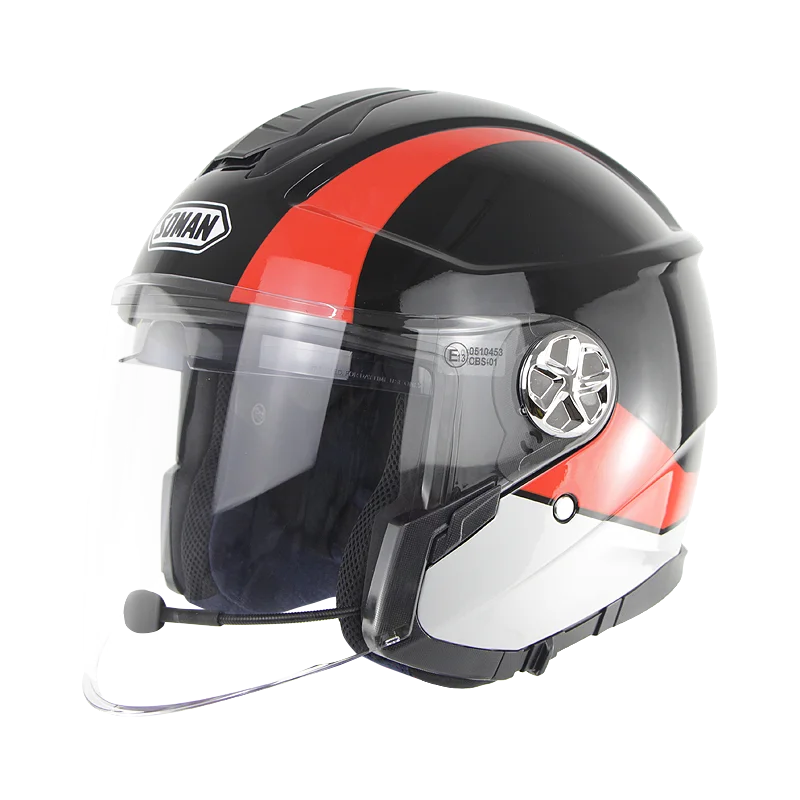 Black Red Женский шлем, одобренный ECE chopper шлемы козырек скутер мото rcycle шлем 3/4 с открытым лицом шлемы mujer casco moto dirt bike руля - Цвет: Black Red