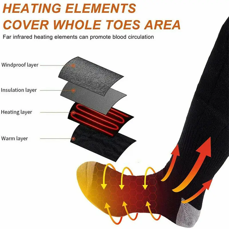 3 уровня Регулируемый Подогрев теплые носки для детей Перезаряжаемые Батарея