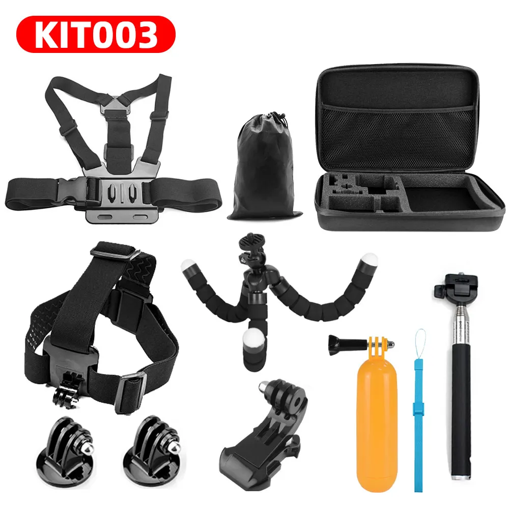 KIT003 Для GoPro hero 7 6 5 4 3+ экшн спортивные аксессуары для видеокамеры комплект селфи палка для SJCAM Xiaomi Yi 4k mijia Сумка Для Хранения Чехол - Цвет: KIT003