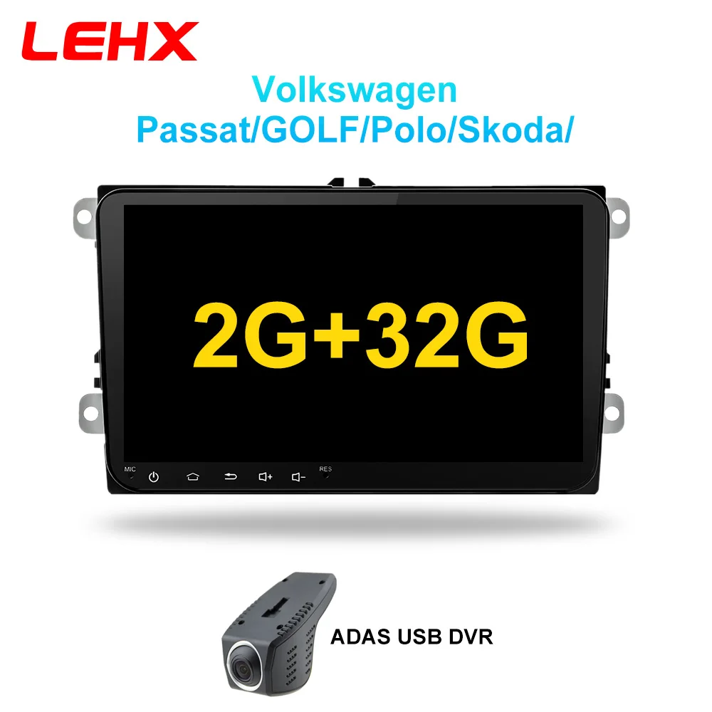 LE-VW-32G-dvr LEHX 9 дюймов Автомобильный Android 8,1 автомобильный Радио gps авто радио 2 Din USB для VW Skoda Octavia golf 5 6 touran passat B6 jetta polo tiguan - Цвет: LE-VW-32G-dvr