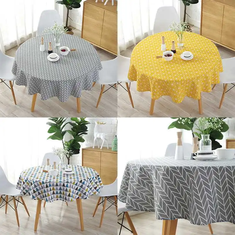 

Round Table Cloth Supplies Party Dining Tableware Household Garden Cotton Linen