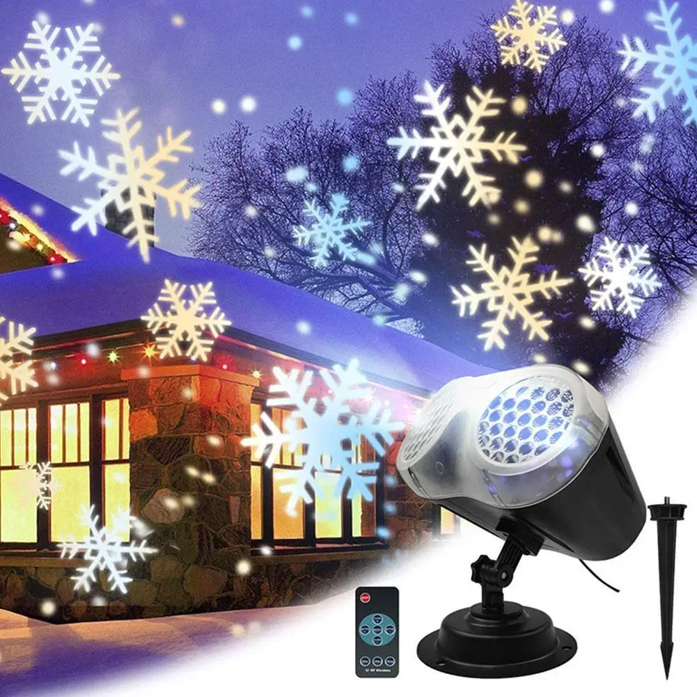 

Christmas LED Snowflake Projector LED Stage Light LED Snowflake Light White Snowstorm Projector Christmas Decoration Party Decor