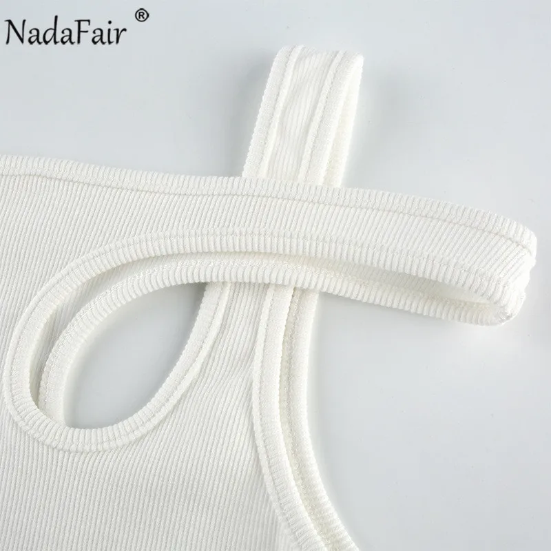 Пикантный женский укороченный топ Nadafair белый вырез клубный облегающий в рубчик