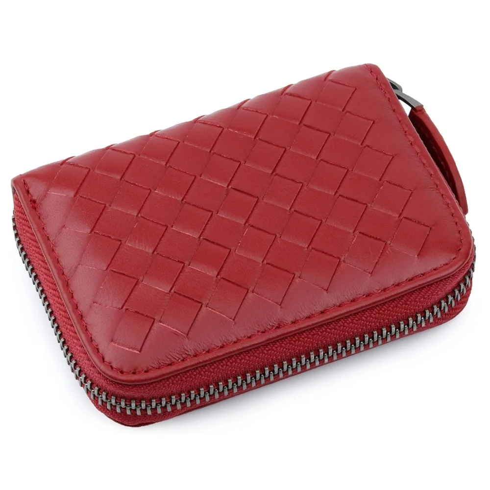 

New Arrivals Premium 100% Sheep Skin Knitting Card Wallet Guaranteed 2021 Brand Genuine Leather Brand Card Holder Coin Purses