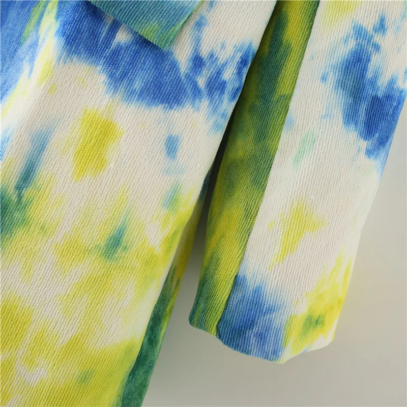 

Csmdtyjl Single Button Fashion Women Tie-dye Blazer Long Sleeve Korea Style Female Blazer Office Ladies New Autumn Outwear