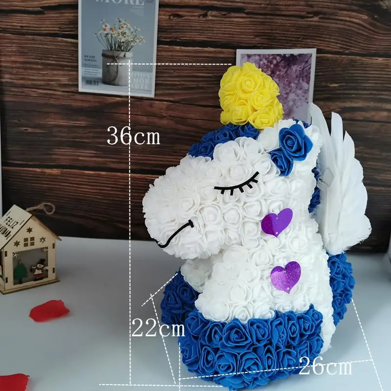 1 шт. Прекрасные Красочные ПЭ розы Единорог искусственные Искусственные цветы