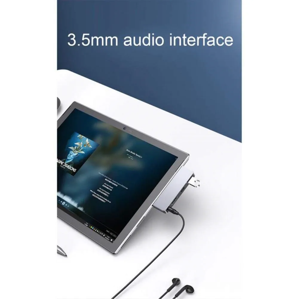 

AMYGOJJ 4 In 1 Docking Station Hub Silver for HDMI 4K USB3.0 Adapter for Microsoft Tablet Surface Go