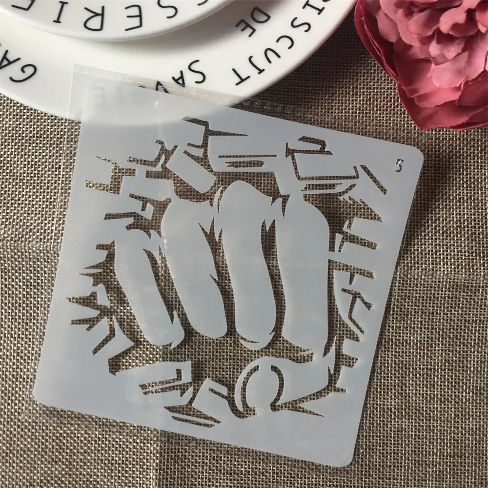 

1Pcs 13cm Fist DIY Layering Stencils Wall Painting Scrapbook Coloring Embossing Album Decorative Card Template
