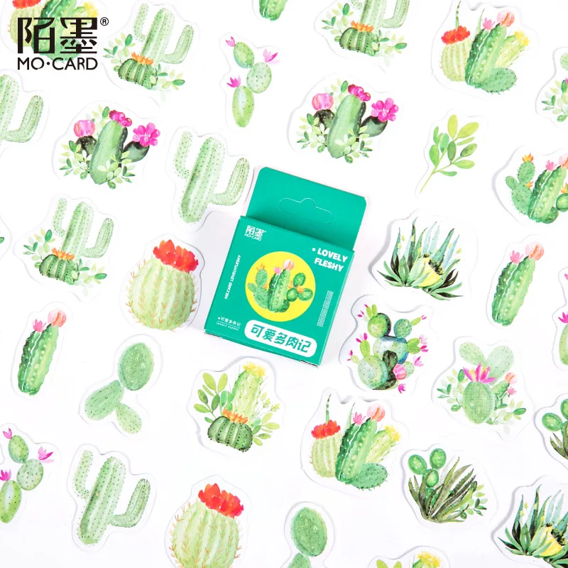 

46Pcs/box Succulent Plant Stickers Junk Journal Decorative Mini Stickers Craft Scrapbooking DIY Diary Cactus Stickers Planner