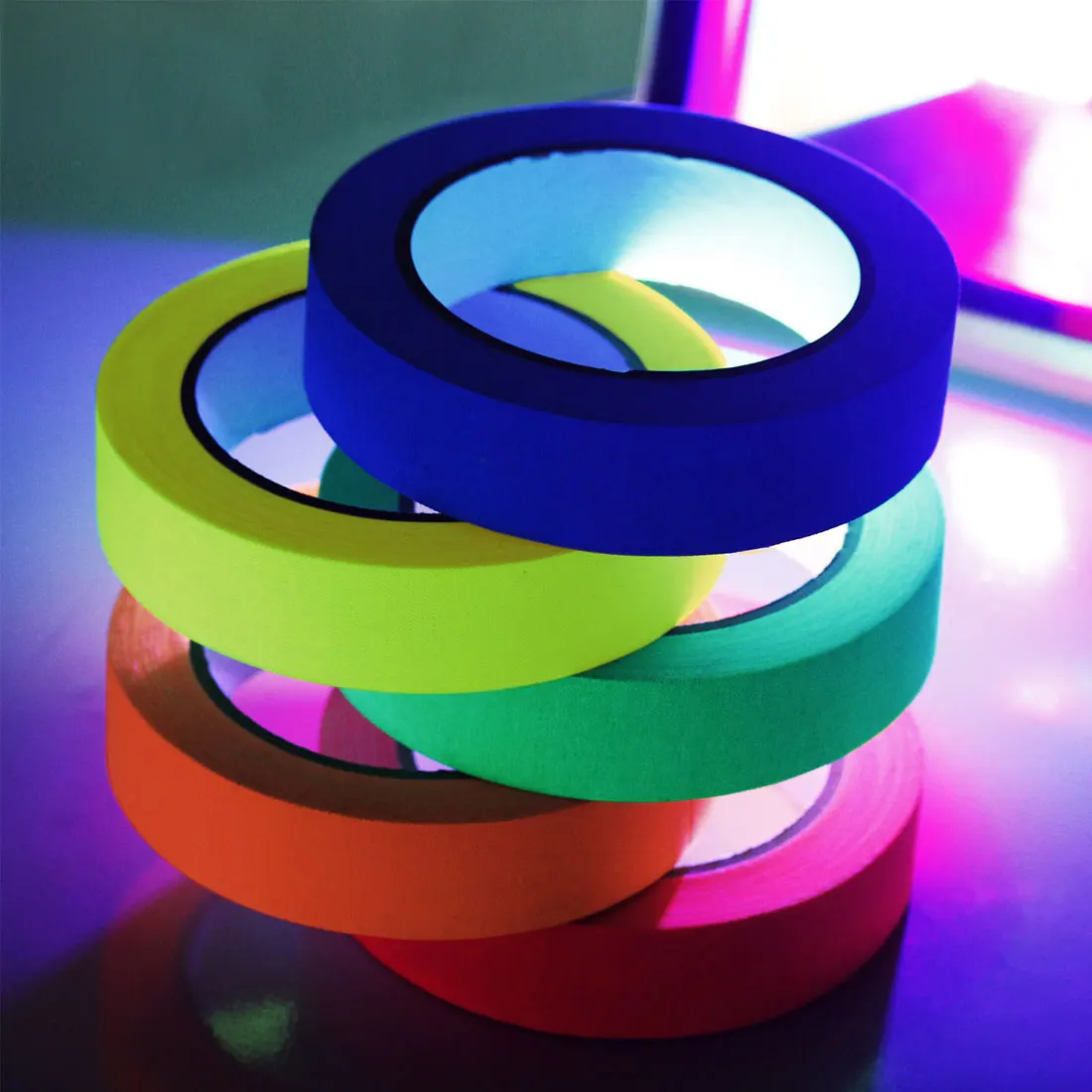 

6pcs/Set DIY Fluorescent UV Cotton Tape Matt Night Self-Adhesive Glow In The Dark Luminous Tape For Party Floors