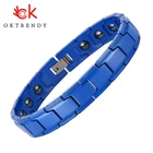 Oktrendy синий керамический лечебный браслет из гематита с магнитом, цепочка для здоровой руки, мужские ювелирные изделия, биоэнергетические браслеты для здоровья