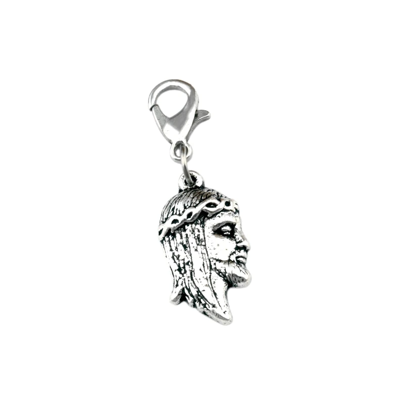 

50pcs Tibetan Silver Alloy Jesus Floating Lobster Clasps Religion Charm Pendant Bead Fit Necklace Bracelet DIY Jewelry 10.8x34mm
