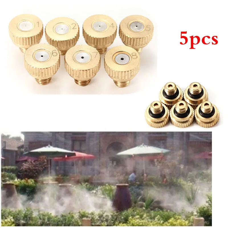 

5pcs Garden Sprinkler Spray Nozzle Brass Misting Garden Hose Connector Sprayer Sprinkler For Irrigation System 0.15-0.8mm