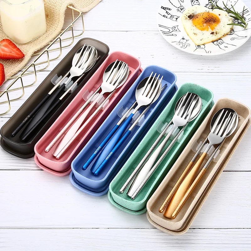 

3 шт./компл. Нержавеющая сталь палочки для еды набор ложка и вилка ложки с длинной ручкой, на нескользящей плоской подошве, палочки дозирующа...