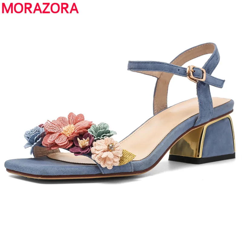 MORAZORA/модные босоножки женская обувь замшевые женские с пряжкой на ремешке летняя