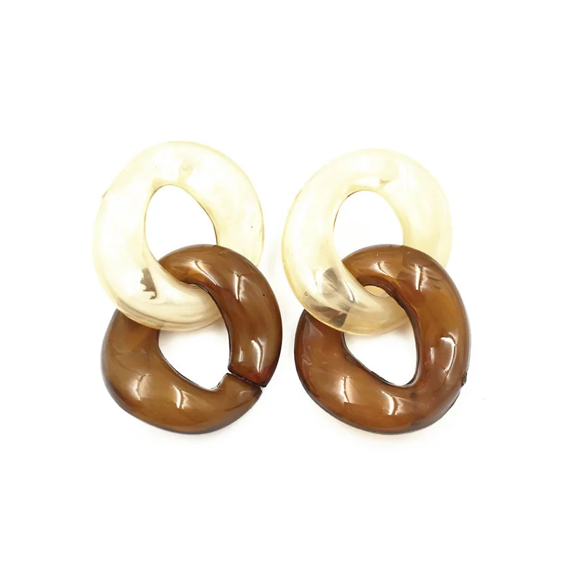 

TIMEONLY Simple Contrast Color Resin Link Earrings for Women Clear Arcylic Chunky Chain Drop Dangle Earrings Vintage Jewelry