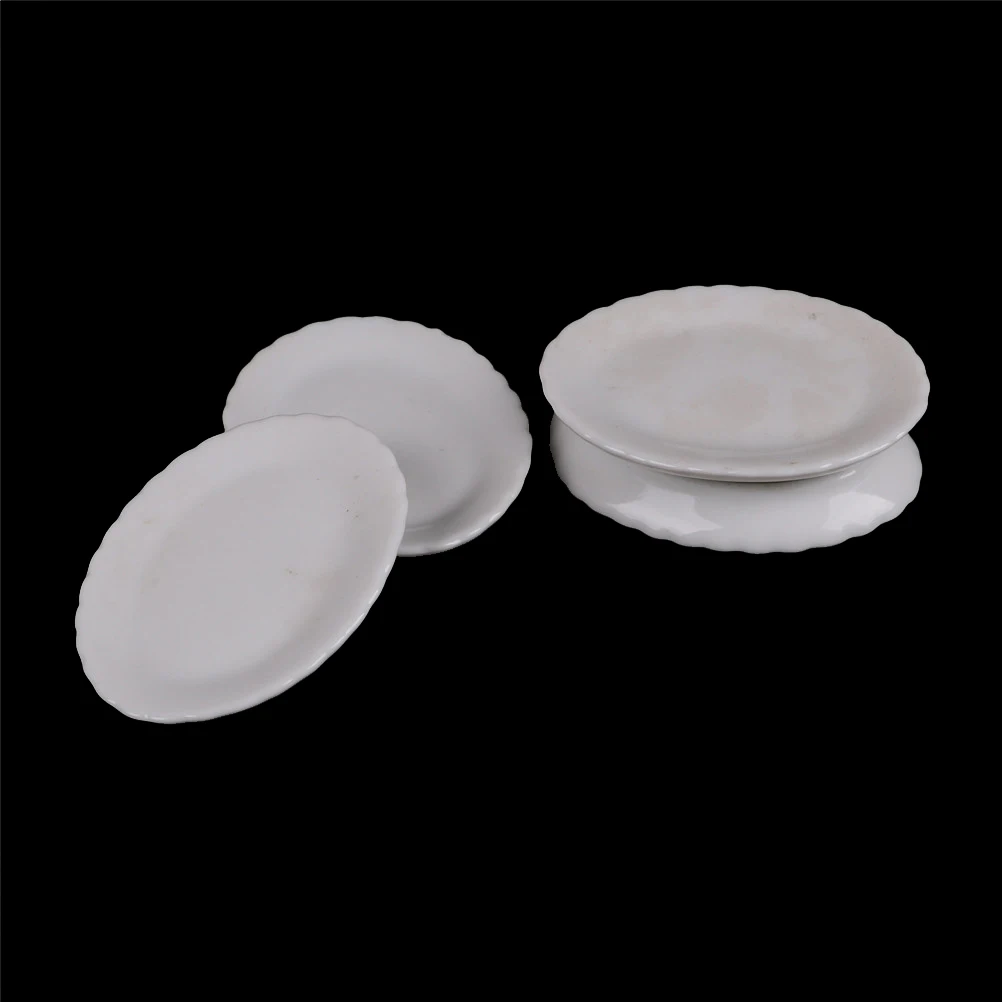 

Creative Gift 1 pcs Dollhouse Miniature White Ceramics Dish Plate 1/6 1/12 Doll House Kitchen Furniture Toys for Children Kids